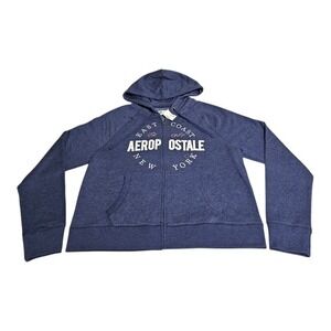 Aeropostale New York East Coast Navy Blue Full Zip Fleece Hoodie Women's XXL NWT